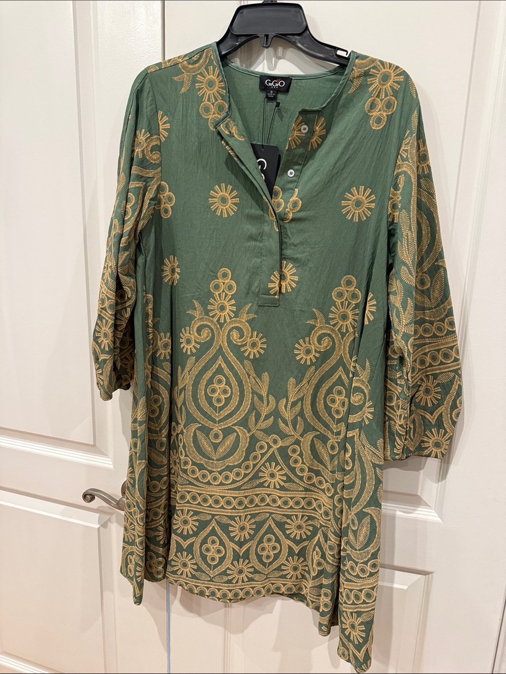 Gigio small Green Embroidered Tunic Dress